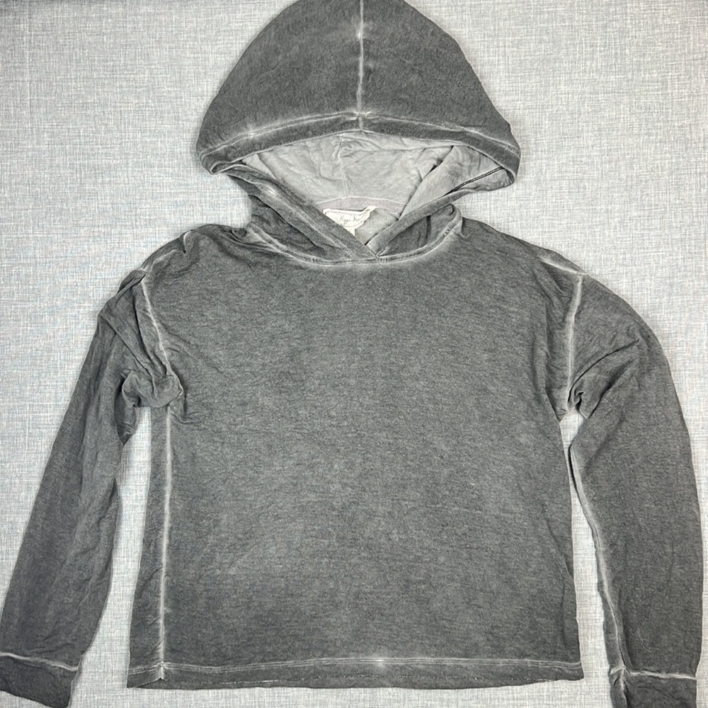 Hippie Rose Washed Charcoal Gray Hoodie Juniors Size Medium - Picture 2 of 5
